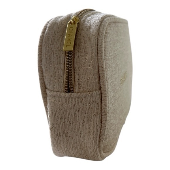 Chanel Holiday Fabric Cosmetic Pouch Gold logo - Picture 8 of 12